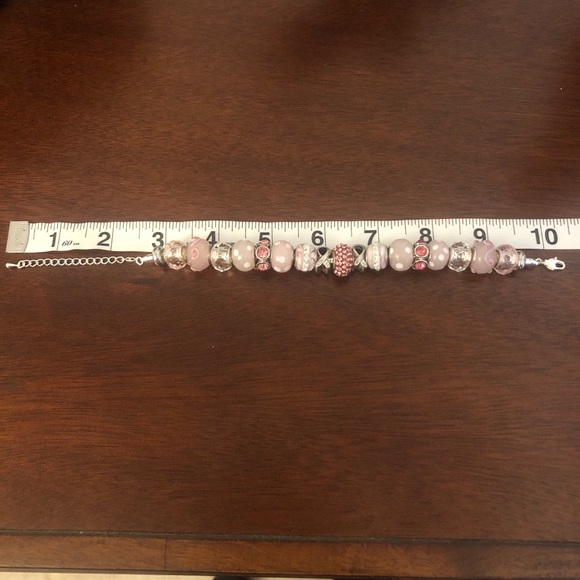Pink and White Breast Cancer Awareness Bracelet - Picture 3 of 4